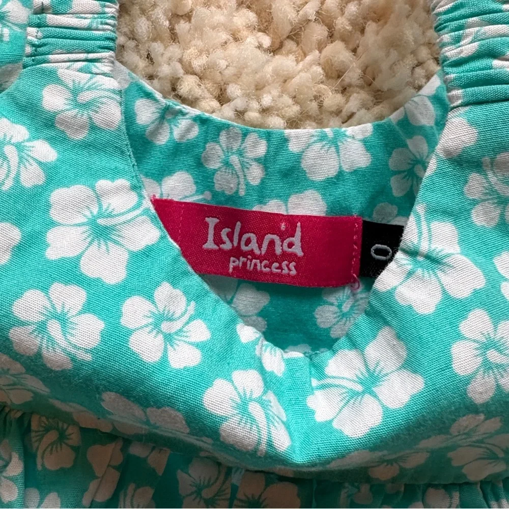 Turquoise Blue Hawaiian Flower Hibiscus Floral Infant Tropical Sundress